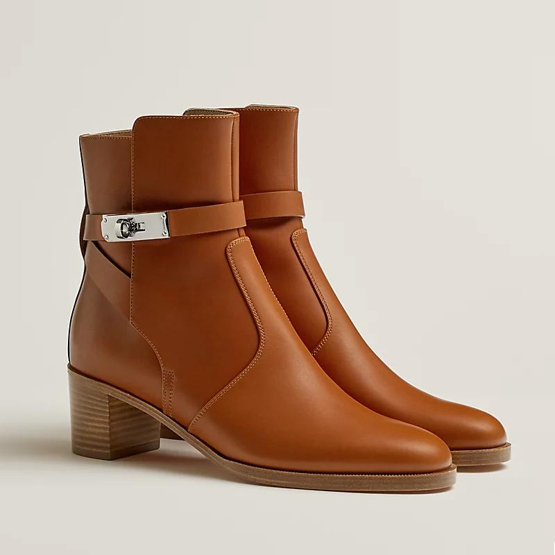 Giày Hermes Frenchie 50 Ankle Boot Nữ Nâu